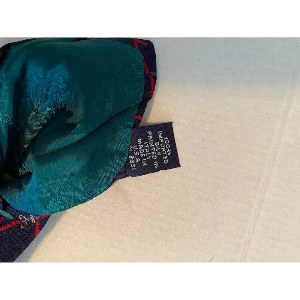 Tommy Hilfiger Mens Silk Tie Navy Green Equestrian Crest Stars Made in USA